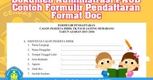 Contoh formulir pendaftaran sekolah tk. Download Dokumen Administrasi Paud Contoh Formulir Pendaftaran Format Doc Operator Sekolah
