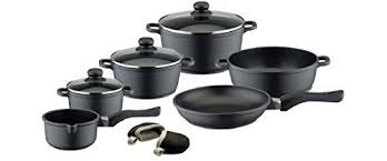Elo Black Diecast Aluminum Kitchen Cookware Pots And Pans Set With Durable Nonstick Coating A Pots And Pans Sets Aluminium Kitchen Cookware Set Stainless Steel
