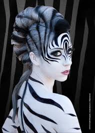 Black And White Halloween Makeup Ideas Zebra Makeup Add A French Roll Some Black And White Hairspray And Then Complete With Makeup Great For A Jung Animal Makeup Zebra Makeup Halloween Makeup Diy
