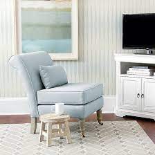 Leyland Armless Chair In Blue And Gray Suzanne Kasler Linen Furniture Armless Chair Upholstered Furniture