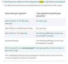 How to make instant capital one credit card payment so funds are available same day. How Long Does It Take For A Capital One Payment To Post Quora