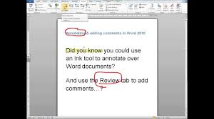 The instructions i've seen so far have said 'first select the text you wish to insert,' but i want. Annotating Adding Comments In A Word 2010 Document Youtube