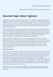 Reaction Paper About Typhoon Essay Example