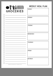 Grocery Meal Plan Listmeal Plan Grocery List Meal Plan Grocery List Meal Planner Printable Meal Planning Printable