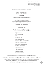 Eric Hermans ✝ 5 november 2017 • overlijdensbericht en condoleances