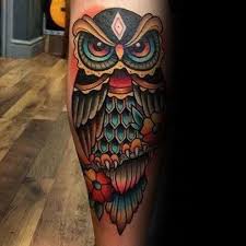 125 Best Owl Tattoos For Men Cool Designs Ideas 2021 Guide Traditional Owl Tattoos Mens Owl Tattoo Colorful Owl Tattoo