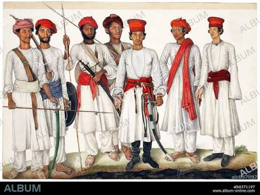 India: 'A Group of Recruits to Skinner's Horse Regiment', William and James Fraser, Delhi,1815-1816 - Album alb8371197