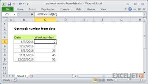 Excel Formula Get Week Number From Date In 2020 Week Number Excel Formula Excel