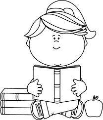 Black And White Little Girl Reading A School Book Book Clip Art Girl Reading Book Sunday School Coloring Pages