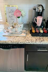 Organize your coffee supplies in a decorative and functional way.bistro style in a seagrass basket. How To Create A Coffee Tea Station Pops Of Color Home