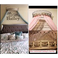Securing the casing to the wall. Octorose Metal Wall Teester Bed Canopy Drapery Bed Crown Hardware 26x12x16inch Tiara Antiquegold Walmart Com Bed Crown Bed Crown Canopy Crown Wall Decor