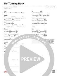 No Turning Back Chord Chart Editable Brandon Heath