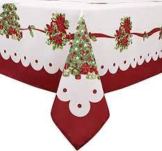 Flyspeed Christmas Floral Print Tablecloth Waterproof Rectangle Holiday Table Cloth For Dinning Room 60 X 120 In In 2021 Christmas Floral Holiday Tables Floral Prints