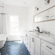 Make it modern or traditional by changing the shade you use and the finishes of the hardware. Navy And White Bathroom Ideas Houzz