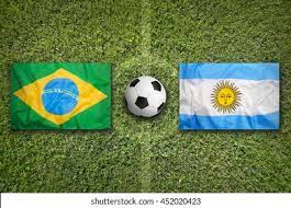 Paraguay republic of ireland vs. Brazil Vs Argentina Flags On Green Stock Photo Edit Now 452020423