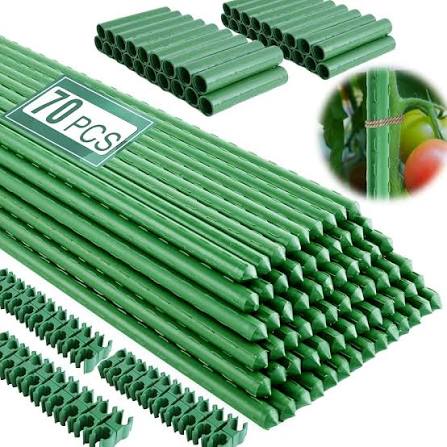 Amazon.com : Fabulas Garden Stakes 16 Inch 70 Pack, Diy 4ft 5ft 6ft 7ft 8ft  Tomato Stakes Plastic Coated Metal Plant Sticks Stakes Supports with 40  Connectors 30 Rotatable Clips for Indoor