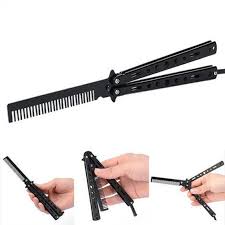 Balisong / pisau balisong silver / butterfly knife / benchmade: Butterfly Knife Comb Black Steel Butterfly Balisong Trainers Training Knife Dull Tool Buy At A Low Prices On Joom E Commerce Platform