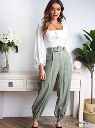 Weitere ideen zu hosen damen, kleidung, lässige mode. Elegante Damen Hose 2020 Mit Gurtel In Silber Damenhosen Hosen Damen