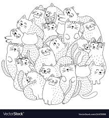 Cat Coloring Print Doodle Cute Cats Coloring Page Royalty Free Vector Image Modesta Holliefindlaymusic Com