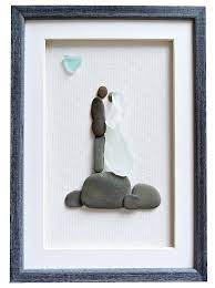 Sea Glass Art Wedding Pebble Art Wedding Couple Unique Wedding Gift For Couple Wedding Art Seaglassart Weddi Pebble Art Sea Glass Art Projects Sea Glass Art