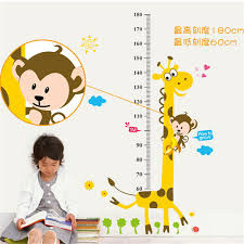 Kids Height Chart Wall Sticker Home Decor Cartoon Giraffe Height Ruler Home Decoration Wall Art Sticker