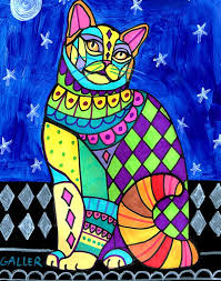 Cat Portrait By Heather Galler Folk Art Cat Art Cat Painting