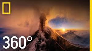 National Geographic Vr Takes You Flying In 360 To The Rim Of A Spectacular Erupting Volcano Over 15 500 Feet Tall Kl Volcano Science And Nature Aerial Video