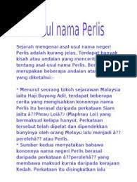 Perhentian bus kangar tahun enam puluhan. Asal Usul Negeri Perlis