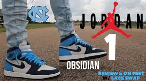 Jordan 1 Obsidian Unc Review On Feet W Lace Swap Youtube