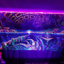 Uv Light Wallpaper Psychedelic Tapestry Purple Aesthetic Black Light