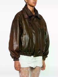 Officine GéNéRale Zip-Up Leather Jacket - Brown | Editorialist - Product from Editorialist