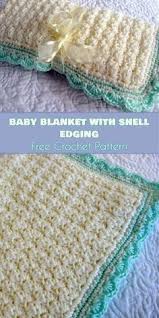 Baby Blanket With Shell Edging Crochet Baby Blanket Edging Crochet Baby Blanket Beginner Crochet Blanket Edging