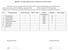 Jan 13, 2021 · kami bagikan gratis dan lengkap semua kode inventaris barang yang ada disekolah dengan klasifikasi kib a kib b kib c kib d dan kib e secara lengkap supaya memudahkan dalam penomoran setiap barang yang sudah menjadi milik sekolah baik dari hibah hadiah dan bantuan dari dinas pendidikan kabupatenkota maupun perorangan. Berita Acara Kerusakan Barang Inventaris Terbaru 2018 Soal Terbaru