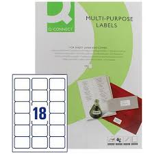 Q connect 21 labels template. Q Connect Multi Purpose Label 63 5x46 5mm 18 Per Sheet Pack Of 100 Sheets Paperstone