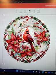 Poinsettia & Cardinal Wreath Sign