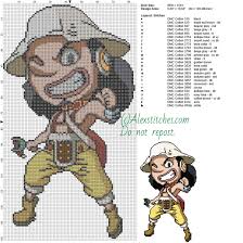 Usopp One Piece Free Cross Stitch Pattern 80x150 25 Colors Geek Cross Stitch Cross Stitch Patterns Free Free Cross Stitch