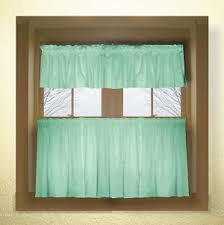 mint green color tier kitchen curtain