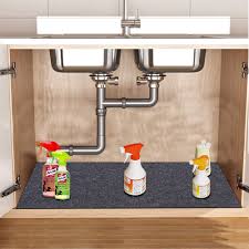 On top of a cabinet or on a freestanding table integrated sinks eliminate the under counter seam (prone to collecting debris and mold) found on undermount sinks. Buy Under The Sink Mat Kitchen Cabinet Mat Waterproof Absorbent Protects Cabinets Absorbent Felt Material 36 X 48 Online At Low Prices In India Amazon In