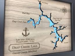 Deep creek lake state park offers trails for everyone with varying lengths and difficulties. Laser Engraved Cut Wood Lake Map Wood Lake Map Art 5th Anniversary
