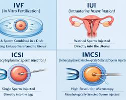 Image of IUI vs IVF procedure comparison diagram medical illustration