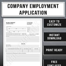 employment application 3 page layout editable word etsy uk