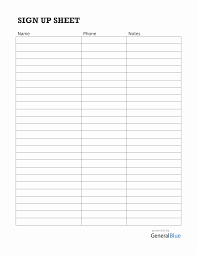 Free Printable Sign Up Sheets
