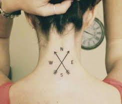 Neck Arrow And Compass Tattoo Ense Pusula Ok Dovmesi Boyun Sirt Dovmeleri Sirt Dovmeleri Compass Tattoo