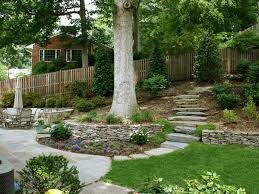 Retaining walls are technically walls that are secured into the earth in some fashion. Retaining Wall With Stone Path On Sloped Backyard Traditional Landscape Dc Metro By Land Art Design Inc Houzz