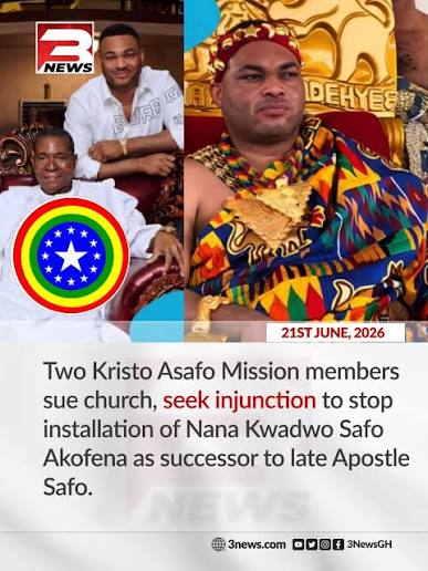 Two members of the Kristo Asafo Mission have taken legal action against the church, seeking a court injunction to block the installation of Nana Kwadwo Safo Akofena as the successor to the