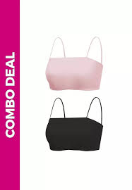 2 Pack Premium Agnes Ice Silk Bralette Inner Top Tube Top in Pink and Black
