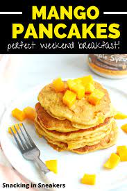 Mango Pancakes Delicious Breakfast Treat Snacking In Sneakers Recipe In 2020 Mango Pancakes Breakfast Recipes Sweet Sweet Breakfast