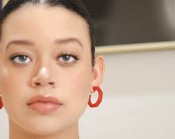 White Octagon Lucite Hoop Earrings