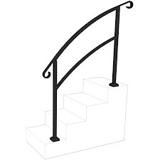 This entry staircase and railings stay in step . Instantrail 4 Step Adjustable Handrail Black Amazon Com