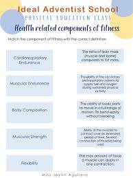 (5 days ago) mar 17, 2021 · the five major components of physical fitness, according to the acsm, are flexibility, cardiovascular endurance, muscle endurance, muscle strength, and body composition. 5 Components Of Physical Fiftness Worksheet